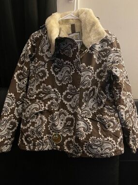Burton Women's Blue Brown Paisley Ski-Snowboard Jacket w/Hood Size Medium EUC